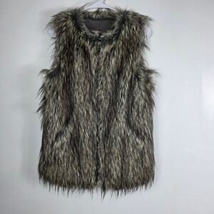 Joie Faux Fur Vest W Vegan Leather Detail Sz XS B-CC